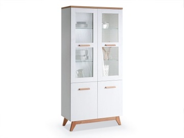 Showcase two doors glass to canteens bjorg b3 з shelves white chalk oak, фото