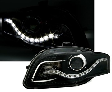 Фонаря audi a4 b7 04-2008 год daylight led подсветка black черный+ моторчики бесплатно! super эффект, фото