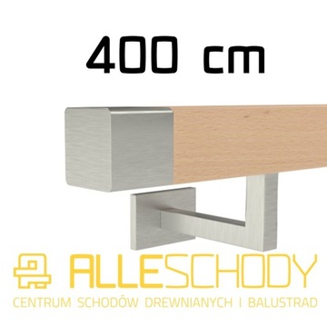 Handrail wall-mounted wooden 40x40 400cm beech color, фото