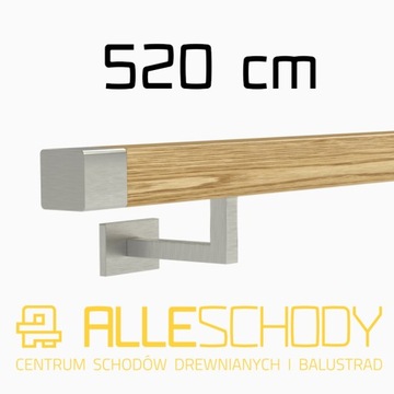 Handrail wall-mounted wooden 40x40 520cm oak color, фото