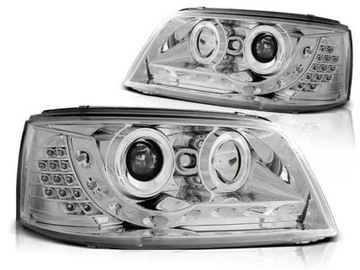 Headlights dayline vw t5 04/ 03-08/ 09 chrome+ led backlight kieru, фото