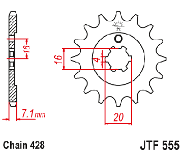 ZAHNRAD VORNE JT 15Z, 428 YAMAHA TT-R, XT 225