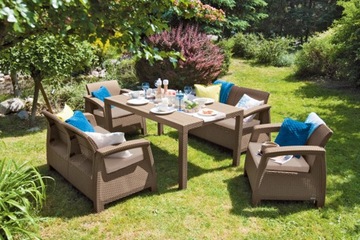 Комплект пластиковой садовой мебели Allibert Corfu Fiesta Set бежевый