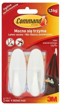Command Самоклеящиеся крючки белые 2 шт.