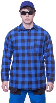 Koszula Flanelowa w Kratkę Niebiesko-Czarna 100% Bawełna XXL