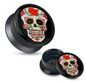 TUNELE PLUG AKRYLOWY TUNEL GWINT WEW. SKULL 16 mm