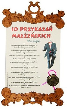 DYPLOM 10 PRZYKAZAŃ MAŁŻEŃSKICH DLA ŻONY MĘŻA ŚLUB