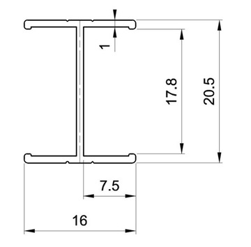 Соединительный профиль H-18, цвет соединителя Алюминий