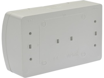 РОЗЕТКА ГЕРМЕТИЧНАЯ ДВОЙНАЯ НАВЕРХНОСТНАЯ, ДЫМОВАЯ, IP44