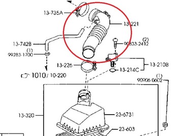 ШЛАНГ ВОЗДУШНОГО ФИЛЬТРА MAZDA 323 323F BJ 98 1.5