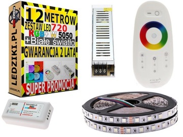 ZESTAW Led 12m 720 diod SMD 5050 Taśma RGB PILOT