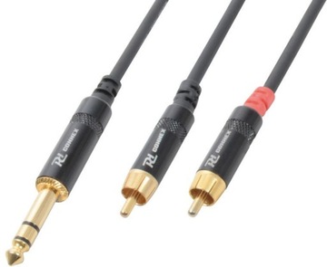 Kabel Jack 6.3 mm męski - 2 x RCA męski 3 m