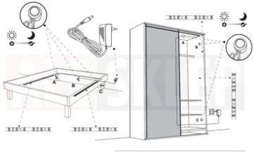 BED LIGHT ZESTAW DO OŚWIETLENIA ŁÓŻKA LED CZUJNIK