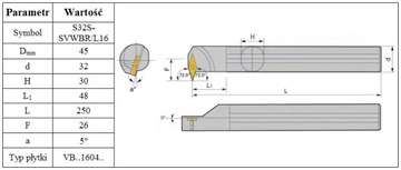 НОЖ РАСТОЧНЫЙ КРЮК S32S SVWBR16 на VBMT16 *FV*