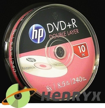 HP płyty DVD+R DL 8,5GB x8 Dwuwarstwowe Cake 10