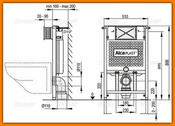 AlcaPLAST КАРКАС УНИТАЗА Скрытый НИЗКИЙ AM101/850 мм