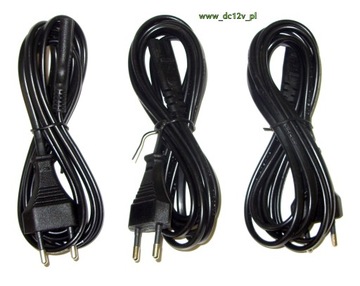 Угловой кабель питания евро-C7 восьмерка, 3м, черный