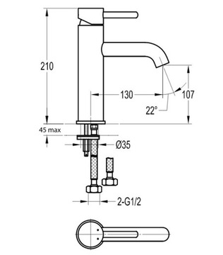 фото ориг. №11, Y washbasin faucet, 21 centimeters (head 40 mm) , chrome gloss