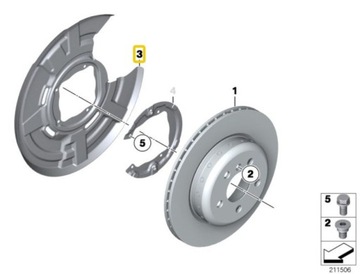 BMW F06 F10 F11 Крышка тормозного диска задняя левая