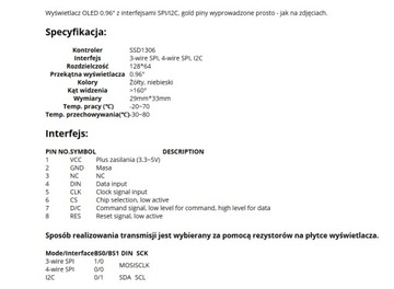 0,96-дюймовый OLED-дисплей, интерфейсы SPI I2C