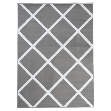 DYWAN MAROKAŃSKI 200x300 LUXURY ROMBY SZARY BIAŁY