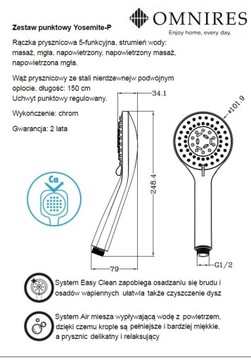 OMNIRES ZESTAW PRYSZNICOWY PUNKTOWY YOSEMITE-P