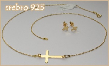 Zlatý náhrdelník a náušnice Krížik krížik striebro