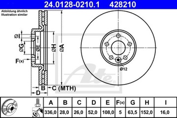 Колодки диски ATE Передние VOLVO V70 III XC70 II 336m