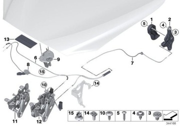 Оригинальный рычаг открывания капота BMW F10.