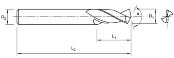 Frez VHM fazujący wiercący 60 stopni 4mm CNC