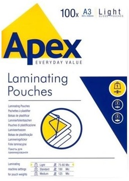 Folie Folia do laminowania laminacji APEX A3 80 ( FELLOWES ) 100 koszulek