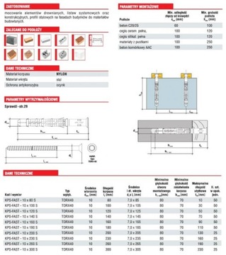 kołek rozporowy kołki ramowe 10x200 TORX wkręt-met