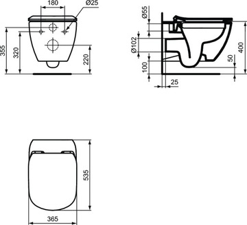 Каркас GROHE 5 в 1 Чаша IDEAL TESI T350301 T352701