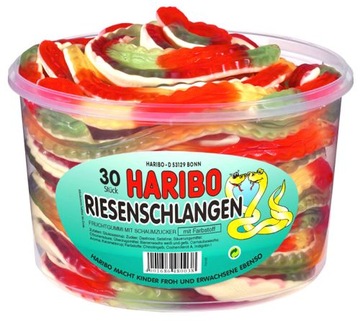 ŻELKI HARIBO długie węże owocowe 30szt NIEMIEC wąż