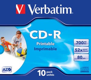 Płyty CD-R VERBATIM 52x 700MB Printable 10 szt.