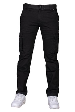 Bojówki czarne + pasek D9079-1 fashionmen2 rozm.30