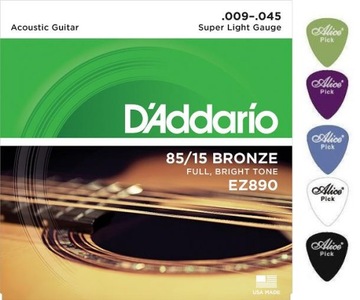 D'Addario EZ890 9-45 struny do gitary + 5 KOSTEK