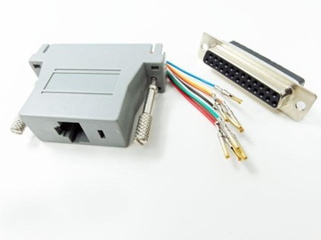 adapter gniazdo com 25 pin DB25 /gniazdo RJ45 8p8c