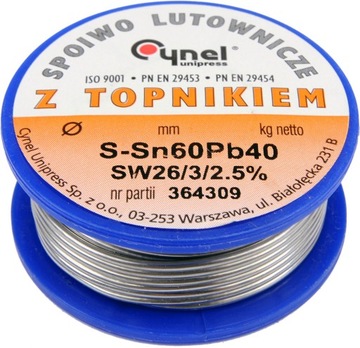 CYNA 0,70mm 0,7mm 0,7 100g SN60PB40 z topnikiem