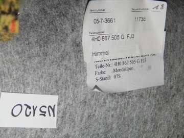 AUDI A8 D4 4H ОТДЕЛКА ПОТОЛКА АЛЬКАНТАРА 4H0867505G FJ3