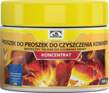 Środek Proszek Do Czyszczenia Komina Pieca Wypalania Sadzy Hansa 0,5kg