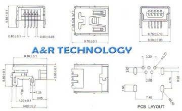 РАЗЪЕМ mini USB ТИПА B, 5+4-КОНТАКТНЫЙ УГЛОВОЙ РАЗЪЕМ HQ!