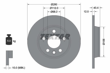 Tarcze Klocki TEXTAR Tył - VW T4 280mm