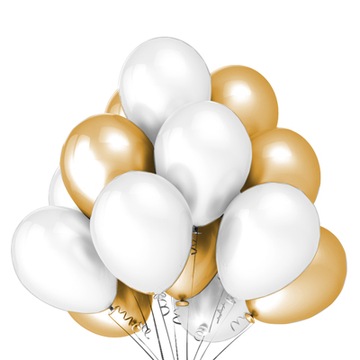 Balony BIAŁE ZŁOTE mix urodziny 20 szt.