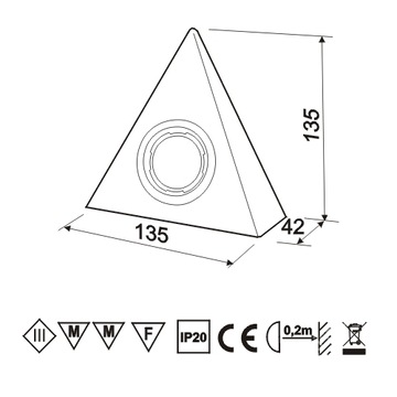 Zestaw 4 Lamp Lampek Trójkąt z wył. centralny LED