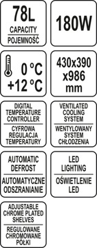 ВИТРИНА ХОЛОДИЛЬНЫЙ ШКАФ 78Л LED YATO