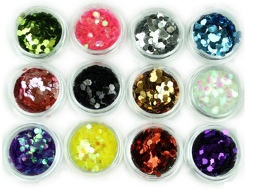 CONFETTI METALIC PIEGI do paznokci zest 12 kolorów