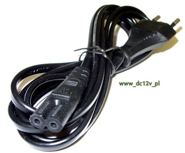 Угловой кабель питания евро-C7 восьмерка, 3м, черный