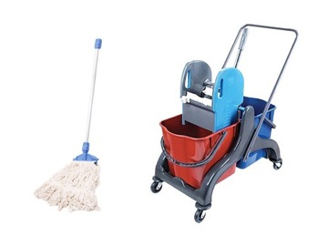 Zestaw sprzątający: Wózek 2x25, Mop przemysłowy