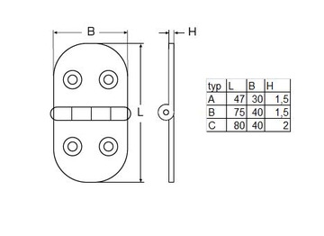 ПЕТЛЯ 8045B НЕРЖАВЕЮЩАЯ НЕРЖАВЕЮЩАЯ КИСЛОСТОЙКАЯ 75X40X1,5 A2